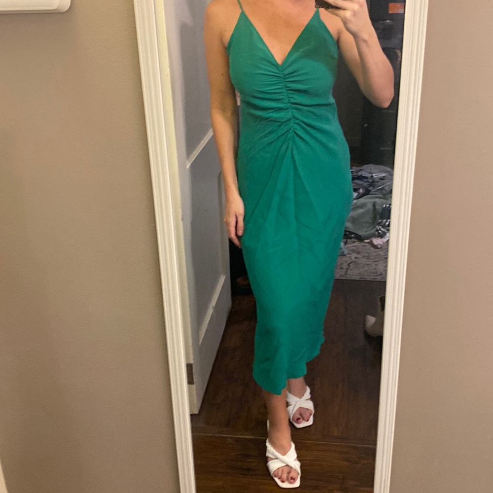 Green slip dress